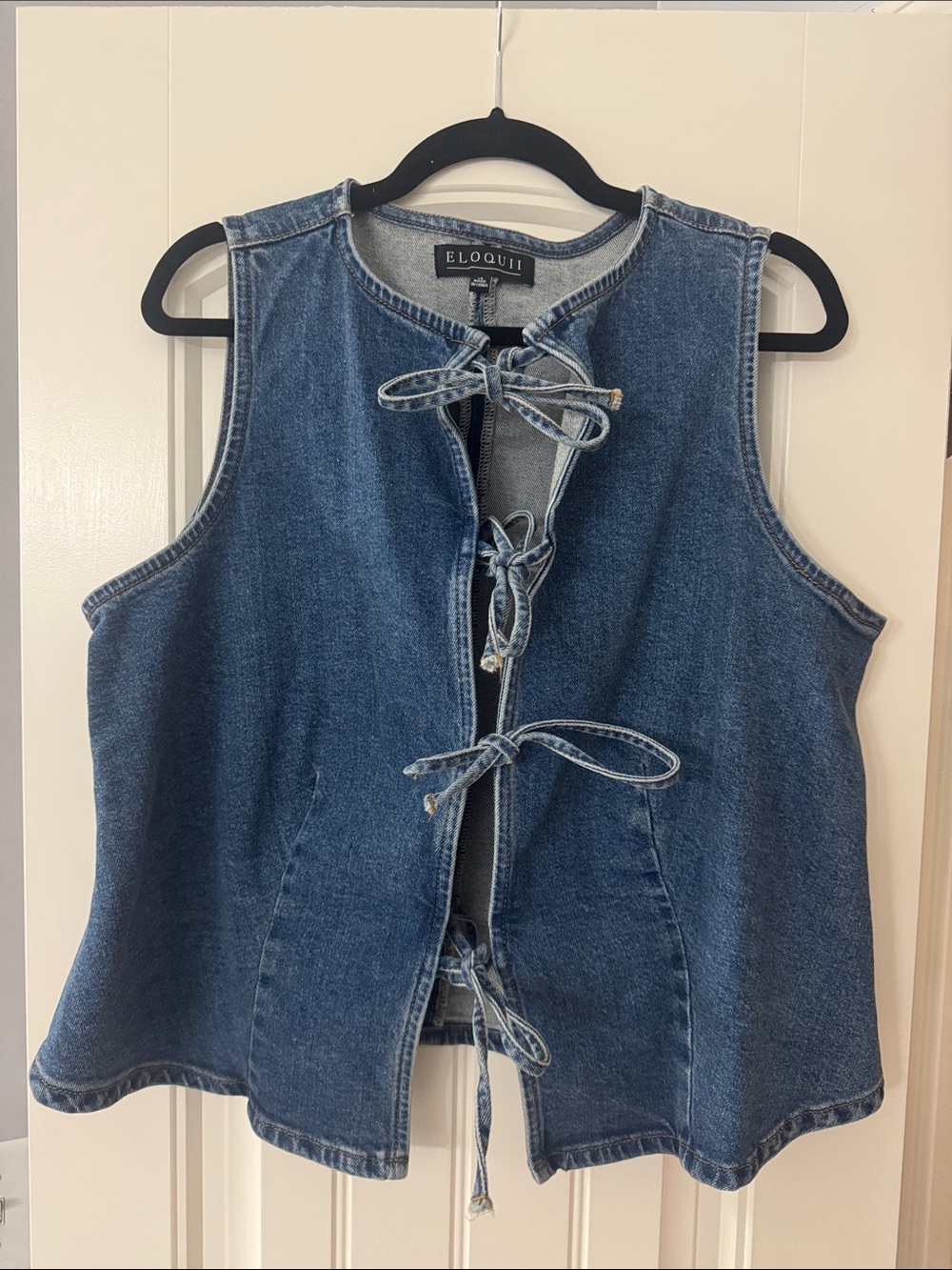 Eloquii Dark Blue Denim Tie-Front Vest